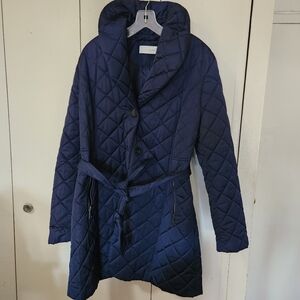 Tahari Dark Blue Quilted Puffer Jacket